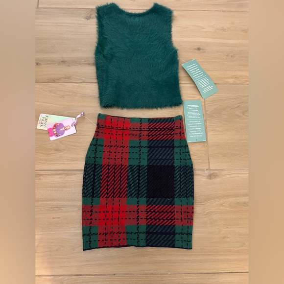 NEW Johnny Wujek Top & Skirt Set Outfit Plaid S $88 - Picture 3 of 7